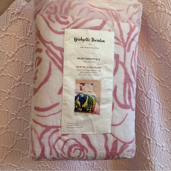 Bridget Thornton Paint and Petals for Anthropologie Roses King Shams - Picture 2 of 5